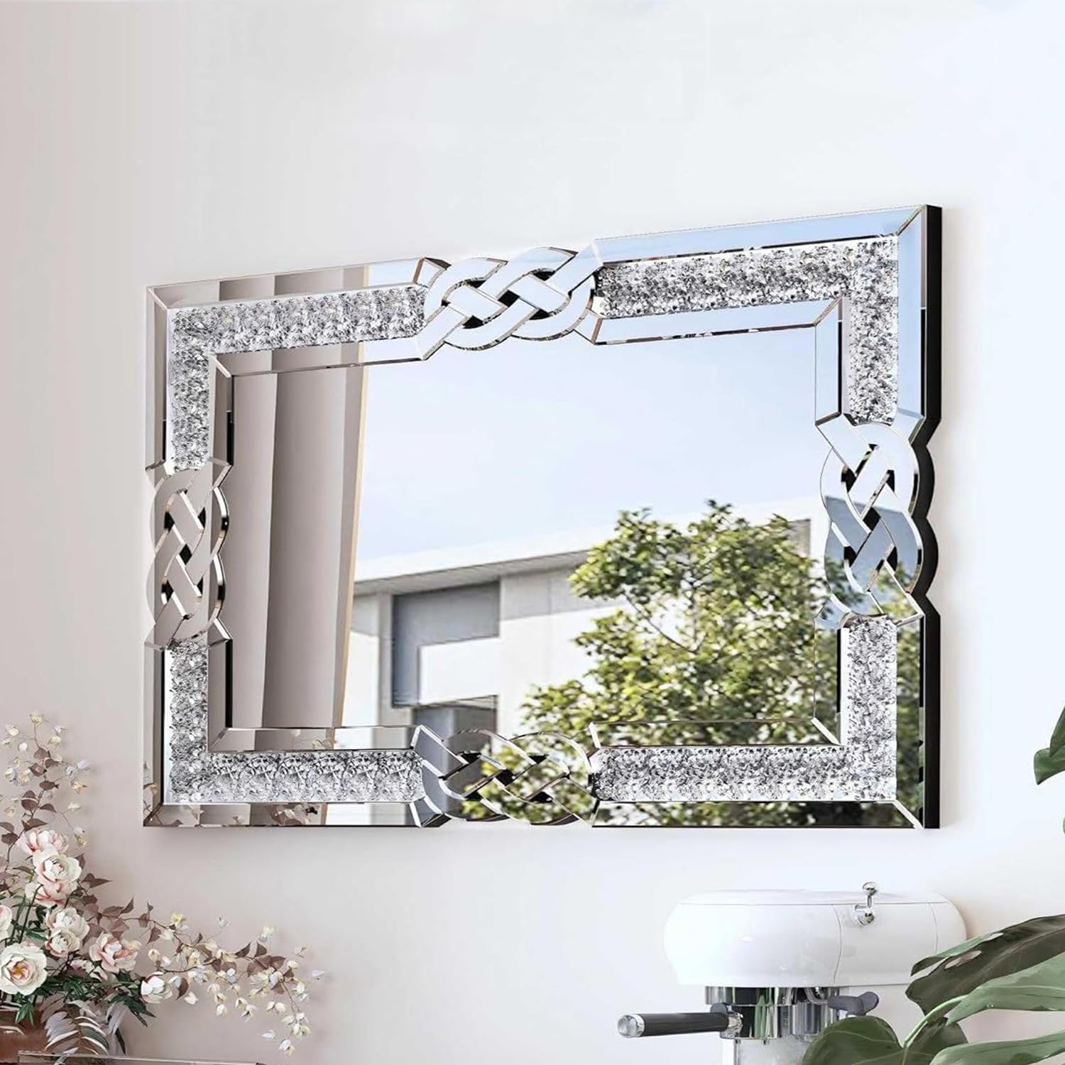 Amazon.co.jp: Artloge 鏡 壁掛け ウォールミラー 100*70cm 洗面鏡